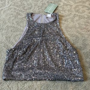 H&M silver sequin halter top NWT
